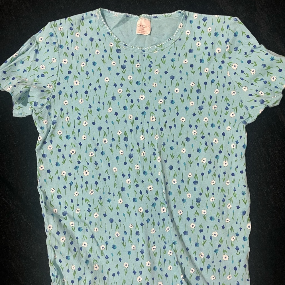 Cherokee Sky Blue Floral Tee
